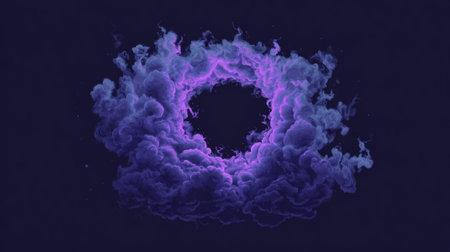 Purple and black smoke clouds, curling around glowing void in the middle. Generativeの素材