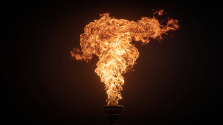 fire shape, wide torch flame flickering upward with natural variations and golden glow. Generative AIの素材