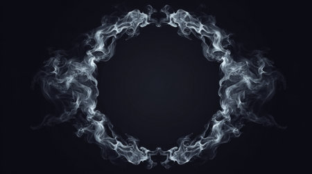 Shadowy horror frame, black swirling smoke in circular shape. Generativeの素材