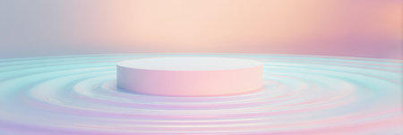 podium sitting in center of soft water-like ripples and pastel gradients. Generative AIの素材