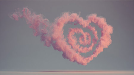 rising smoke shaped like heart or spiral evoking warmth, passion and flow. Generative AIの素材