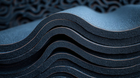 industrial rubber mats folded in pile, strong texture and contrast. Generativeの素材