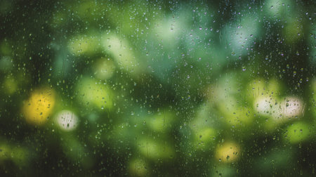 blurred nature behind glass with droplets and soft bokeh. Generative AIの素材