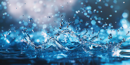 High-energy water splash with droplets scattering. Generative AIの素材