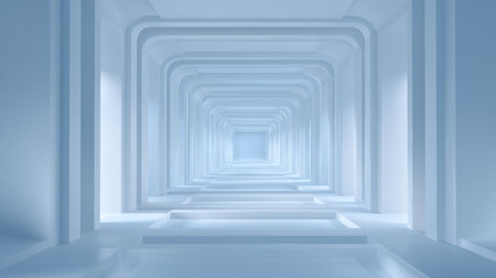 centered depth effect with symmetrical abstract light-gray walls. Generative AIの素材