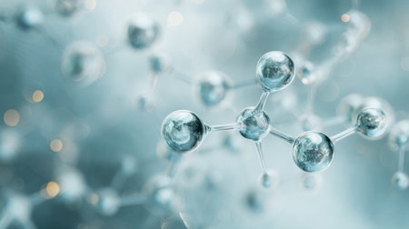 Soft aqua science theme, blurred molecules and water rings. Generativeの素材