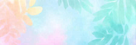 pastel abstract nature blur, watercolor-style shapes resembling sky and leaves softly blending together. Generative AIの素材