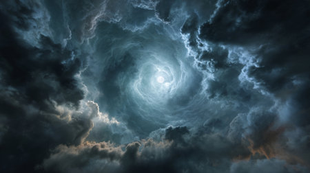 Swirling gray and blue smoke, moonlight filtering through fog. Generativeの素材