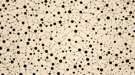 abstract tangled black lines over beige background. Generative AIの素材