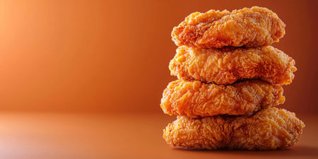 stacked pile of crispy chicken pieces like a tower. Generative AIの素材