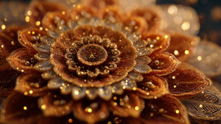 Intricate Mandala Flower Designs in Autumn Colors. Generative AIの素材