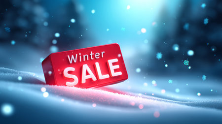 Winter Sale Banners on Snowy Background. Generative AIの素材
