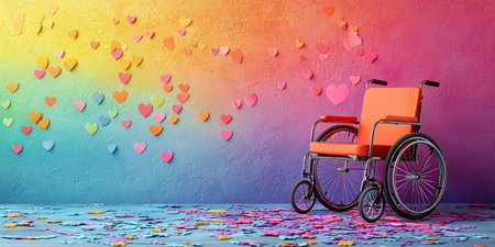Soft pastel background with wheelchair-accessible symbols. Generative AIの素材