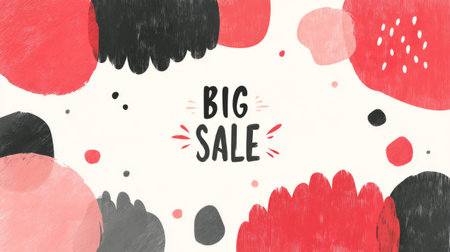 red and black shapes with transparent center space for text placement, bold BIG SALE. Generative AIの素材