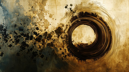 mesmerizing abstract of black and gold ink swirls. Generative AIの素材
