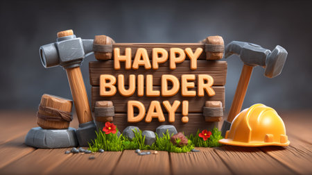 Festive Builders Day banners with bold text. Generative AIの素材
