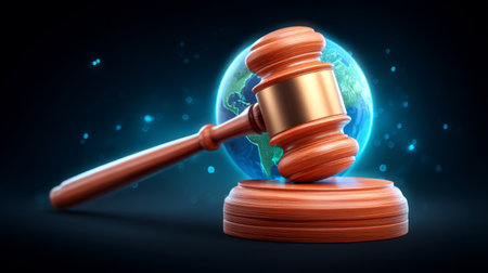 symbolizing international justice, dramatic lighting, realism Generative AIの素材