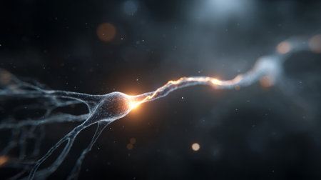 neuron strands softly pulsating with signals. Generative AIの素材