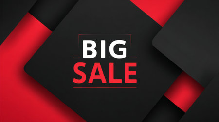 red and black shapes with transparent center space for text placement, bold BIG SALE. Generative AIの素材