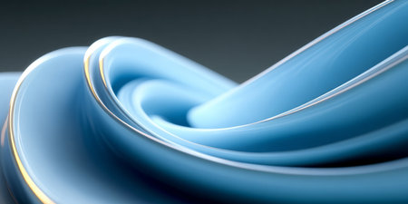 intertwined blue metallic and glass-like ribbons, creating a smooth, abstract, and modern design aesthetic. Generative AIの素材
