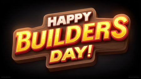 Festive Builders Day banners with bold text. Generative AIの素材