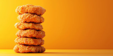 stacked pile of crispy chicken pieces like a tower. Generative AIの素材
