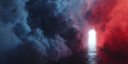 Mystical Glowing Portals with Fire and Smoke Effects. Generative AIの素材