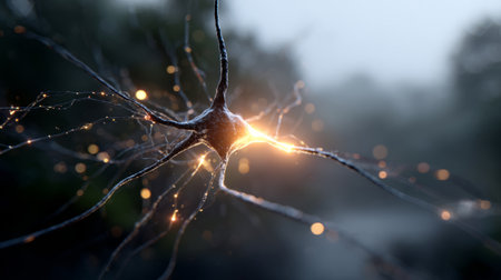 neuron strands softly pulsating with signals. Generative AIの素材