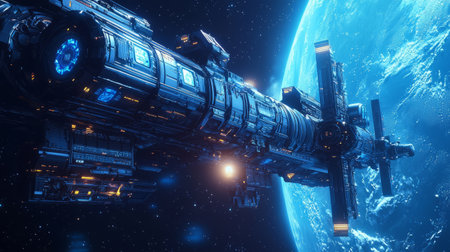 Space station in space, mission, space background. Generative AIの素材