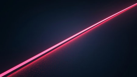 Thin laser line with subtle glow, straight and minimal, isolated on dark background. Generative AIの素材