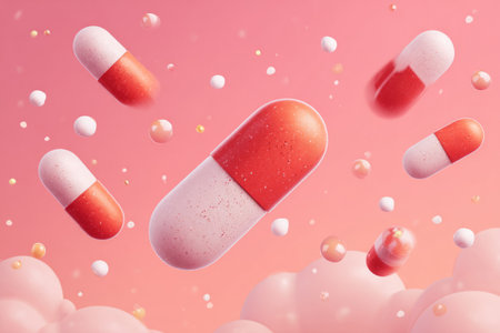 Medical nanotechnology represented by macro floating capsules. Generative AIの素材