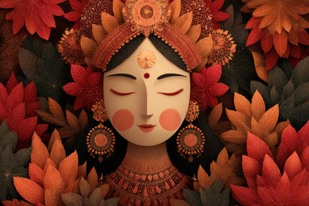 Goddess Lakshmi with Festive Lights. Generative AIの素材