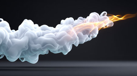 Realistic Ground Smoke Rolling on Dark Surface. Generative AIの素材