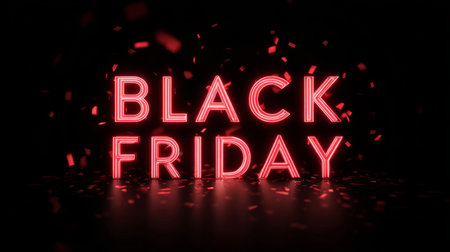 Black Friday Neon Sign Sale Background. Generative AIの素材