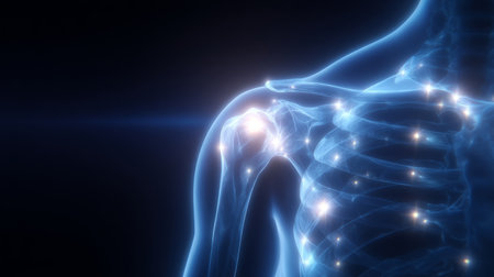 Medical Illustration of Shoulder Joint Pain. Generative AIの素材