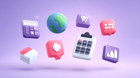 Back to school with floating 3D icons, school theme. Generative AIの素材