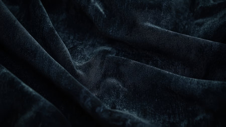 Luxurious black velvet texture background with soft folds and subtle highlights. Generative AIの素材