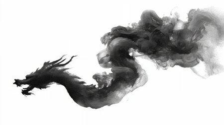 dragon in motion, isolated on white, symbolizing power, mystery, and fantasy.の素材