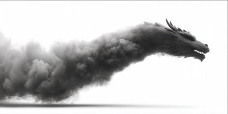 dragon in motion, isolated on white, symbolizing power, mystery, and fantasy.の素材