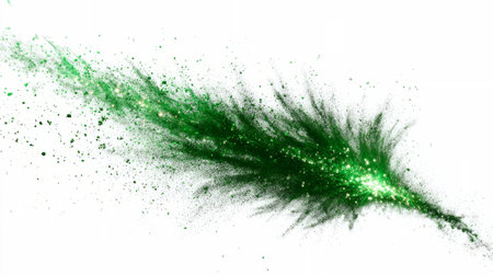 glowing green comet streaking across space with sparkling particles and explosive energy effects.の素材