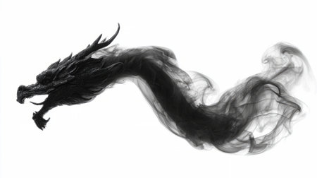dragon in motion, isolated on white, symbolizing power, mystery, and fantasy.の素材