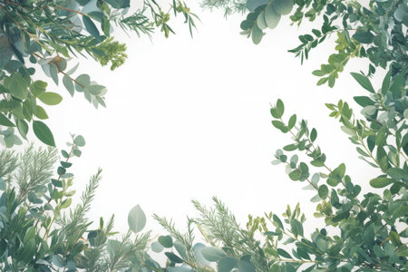 Sophisticated circular wreath made of detailed leaves, designed with a wide central opening for premium branding or text placement.の素材