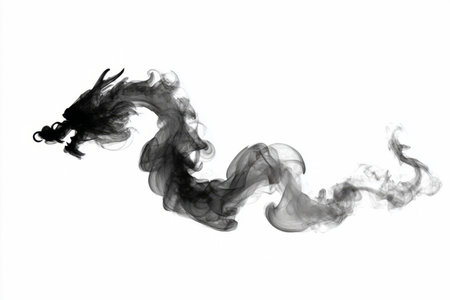 dragon in motion, isolated on white, symbolizing power, mystery, and fantasy.の素材