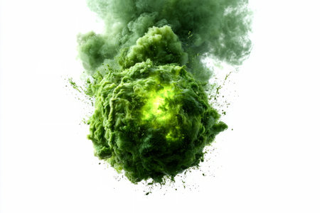 energy orb emitting swirling smoke and light particles, perfect for sci-fi, power, or magic-themed designs.の素材