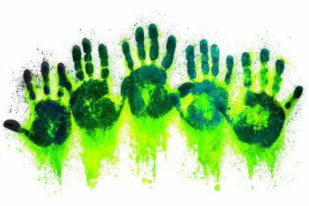 handprints glowing at the edges, small splatter dotsの素材