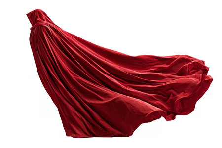 superhero cape flying mid-motion with deep dynamic foldsの素材
