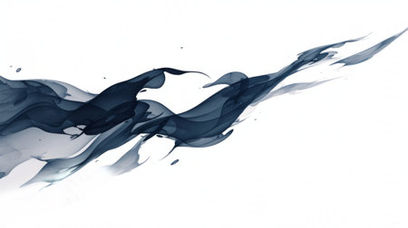 Narrow stream of thin black cloud wisps drifting diagonally, with soft tapering ends fading into the surrounding atmosphere.の素材