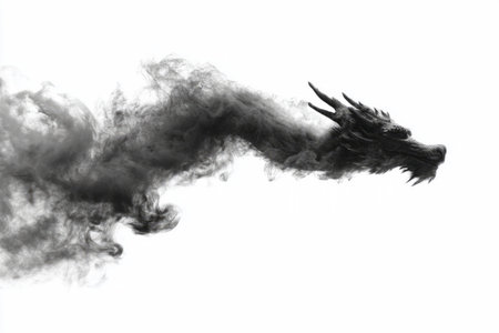 dragon in motion, isolated on white, symbolizing power, mystery, and fantasy.の素材