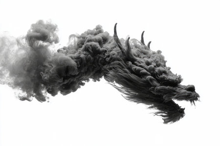 dragon in motion, isolated on white, symbolizing power, mystery, and fantasy.の素材