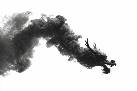 dragon in motion, isolated on white, symbolizing power, mystery, and fantasy.の素材